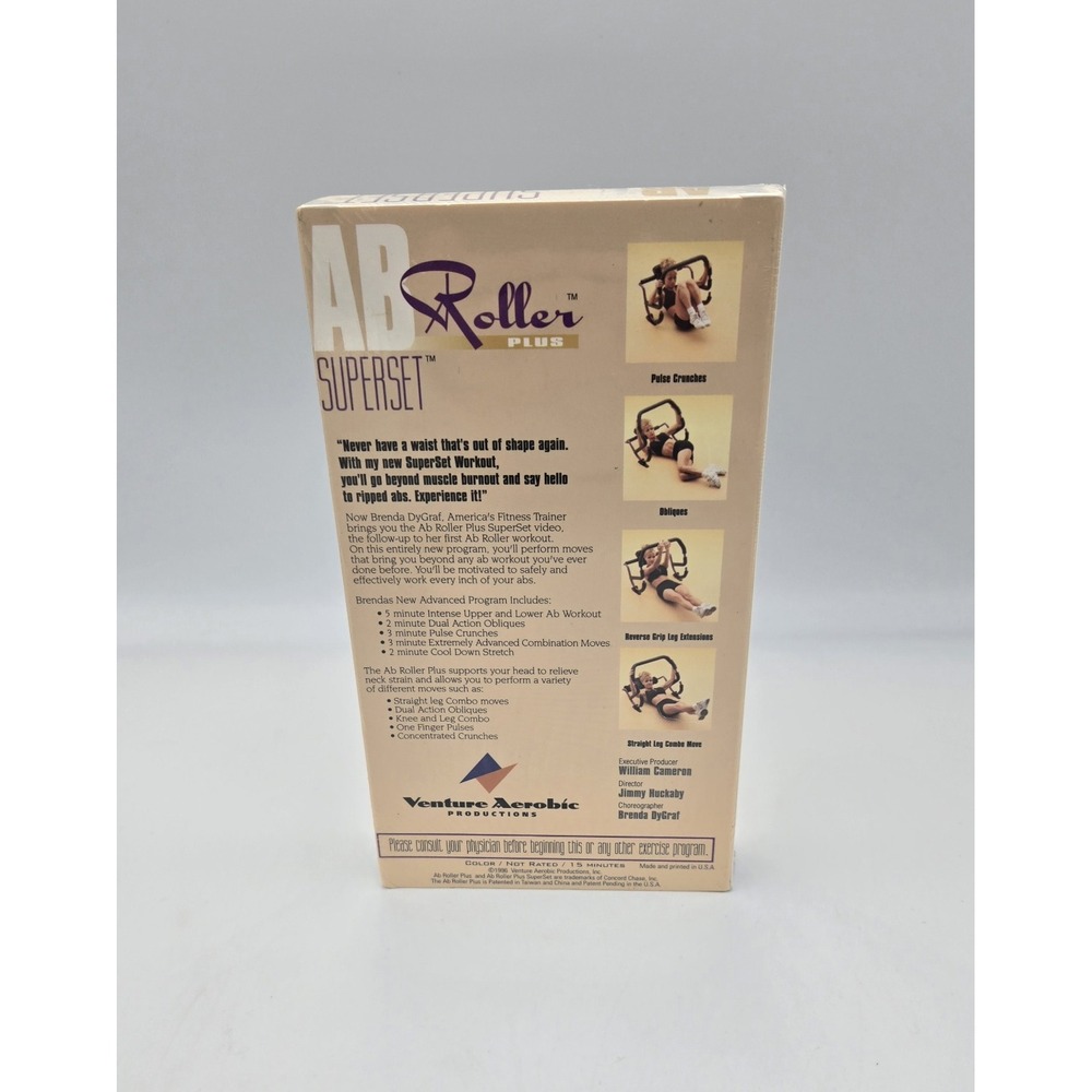 Ab Roller Plus Superset VHS Tape Venture Aerobic Productions Advanced Workout - Picture 2 of 6